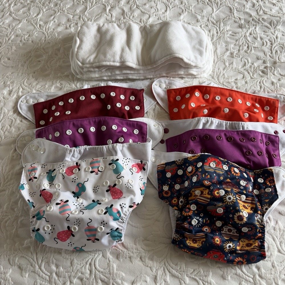 Wegreeco Cloth Diapers 6 Pack One Size Adjustable Reusable + 6 Inserts